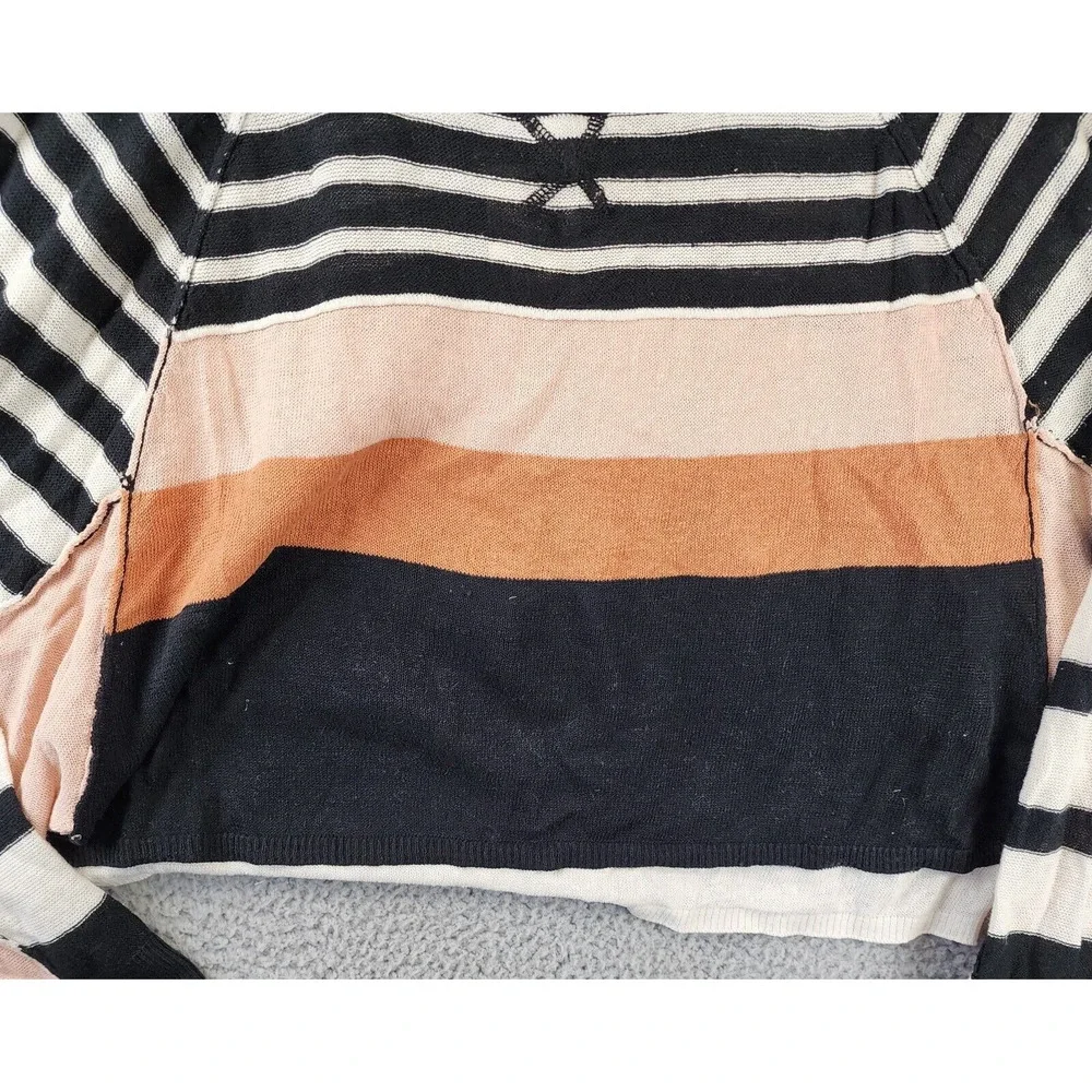 Free People Block Party Pullover Sweater Women's XS Black Pearl Combo Round Neck - Picture 2 of 15